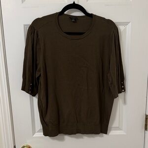 Ann Taylor Short Sleeve Sweater Top Olive Green XXL